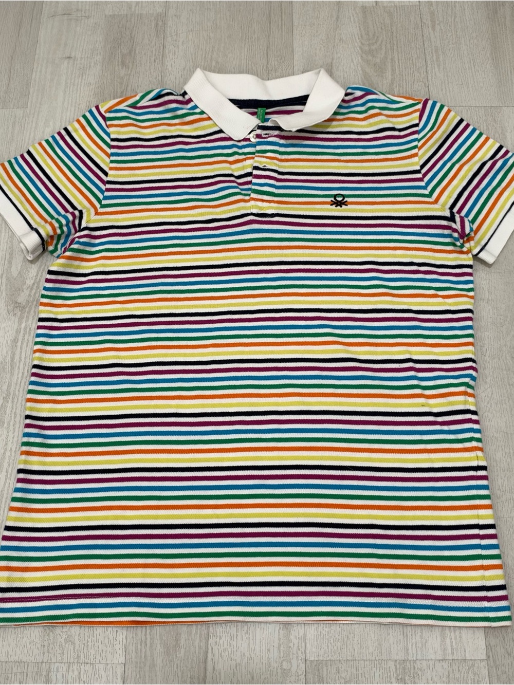United Colors of Benetton Multi-Stripe Polo Shirt Size M